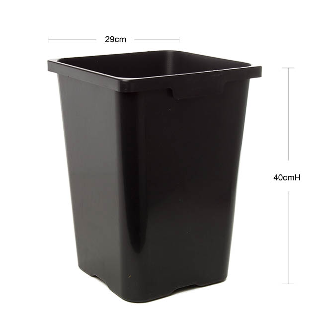 Flower Bucket Plastic Square 27L Black (29x40cmH)
