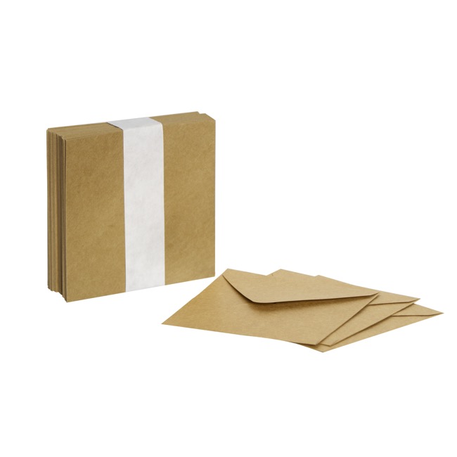 Square Card Envelopes Kraft Pack 50 (11x11cm)