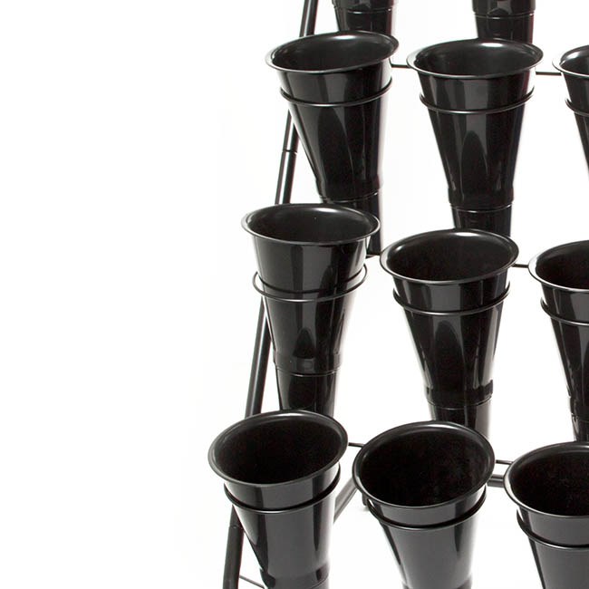 Flower Display Stand 12 Plastic Vase Black (60X65x123cmH)