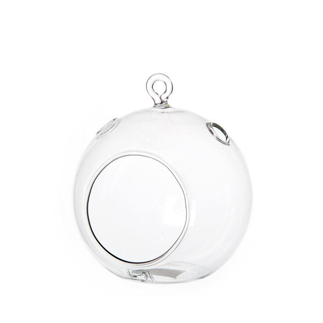 Glass Tealight HolderHanging Ball 10cmD*12cmH Clear