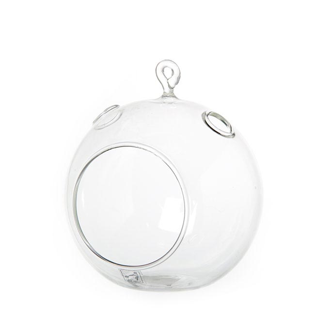 Glass Tealight HolderHanging Ball 12cmD*14cmH Clear