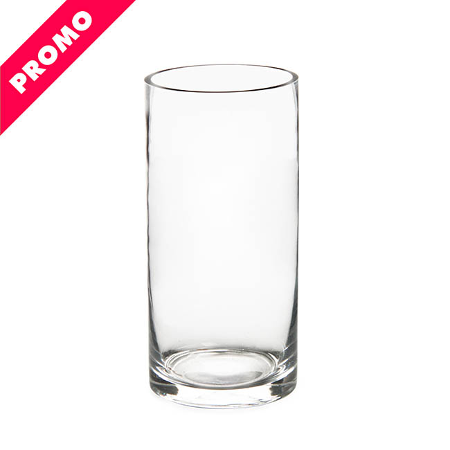 Glass Cylinder Vase Clear (12Dx20cmH) Promo