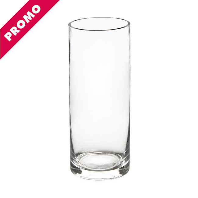 Glass Cylinder Vase Clear (10Dx25cmH) Promo