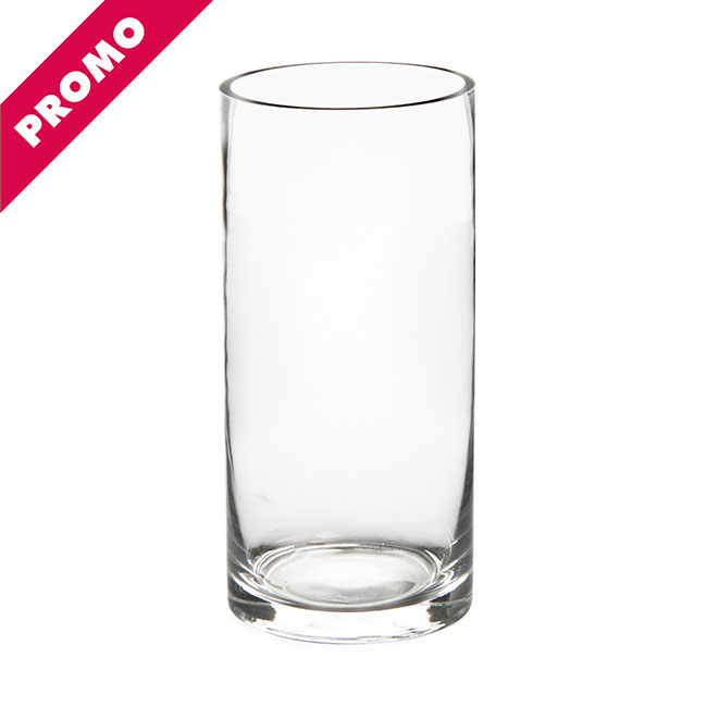 Glass Cylinder Vase Clear (12Dx25cmH) Promo