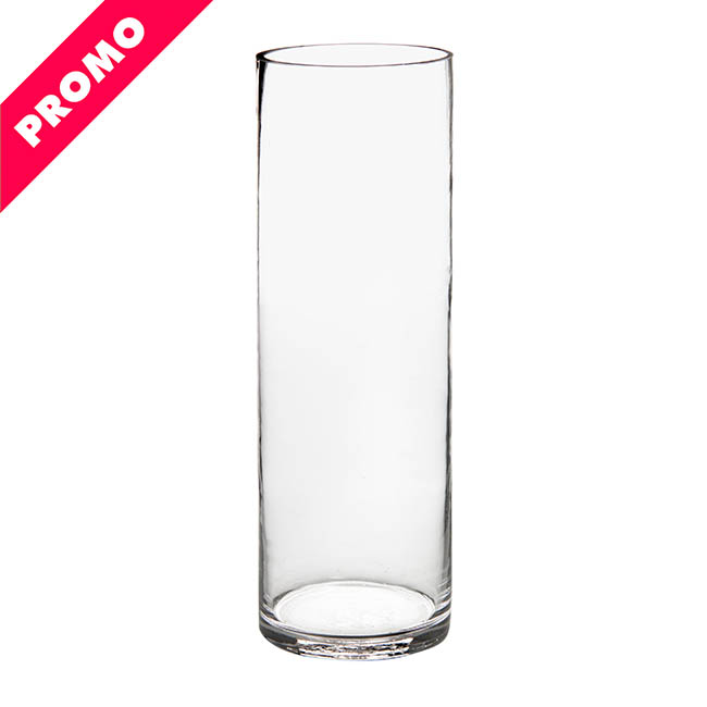 Glass Cylinder Vase Clear (10Dx30cmH) Promo