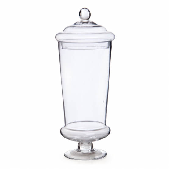 Glass Candy Jar Conical with Lid Clear (15Dx40cmH)