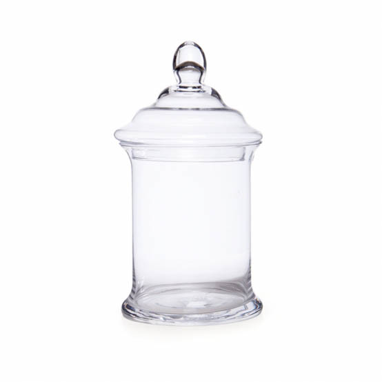 Glass Candy Jar Cylinder with Lid Clear (16.5Dx32cmH)
