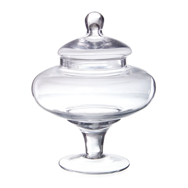 Glass Candy Jar Squat with Lid Clear (20Dx25cmH)