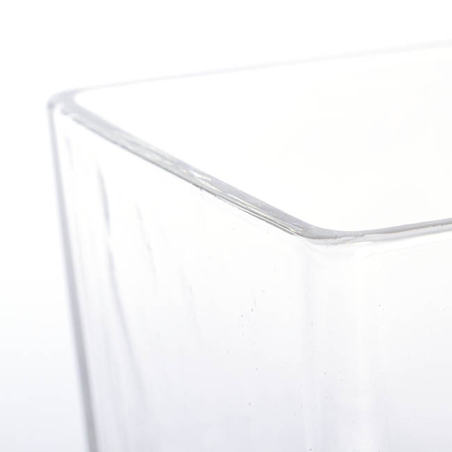 Pressed Glass Cube Vase Clear (15x15x15cmH)