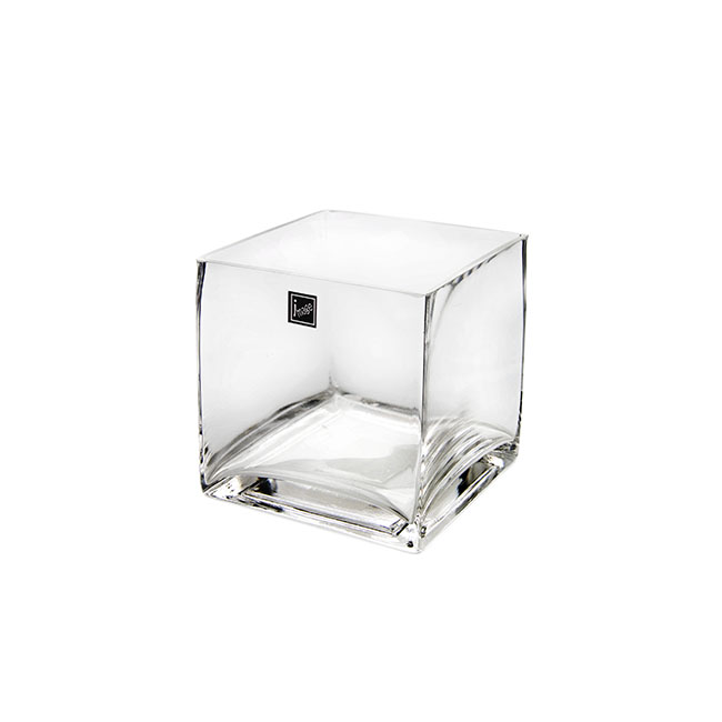 Glass Cube Vase 12cm Clear (12x12x12cmH)