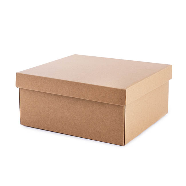 Hamper Box Rectangle Large and Lid Brown Kraft (33x30x15cmH)