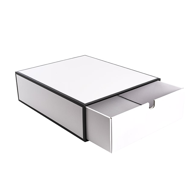 Hamper Gift Drawer Box Large Silhouette White (42x34x12cmH)
