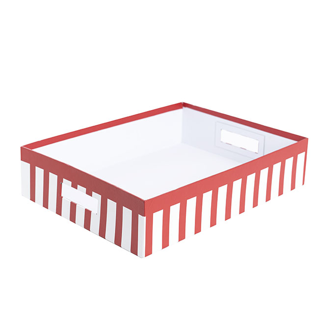 Rigid Hamper Tray Large Red Stripe Set 2 (40x30x9cmH)