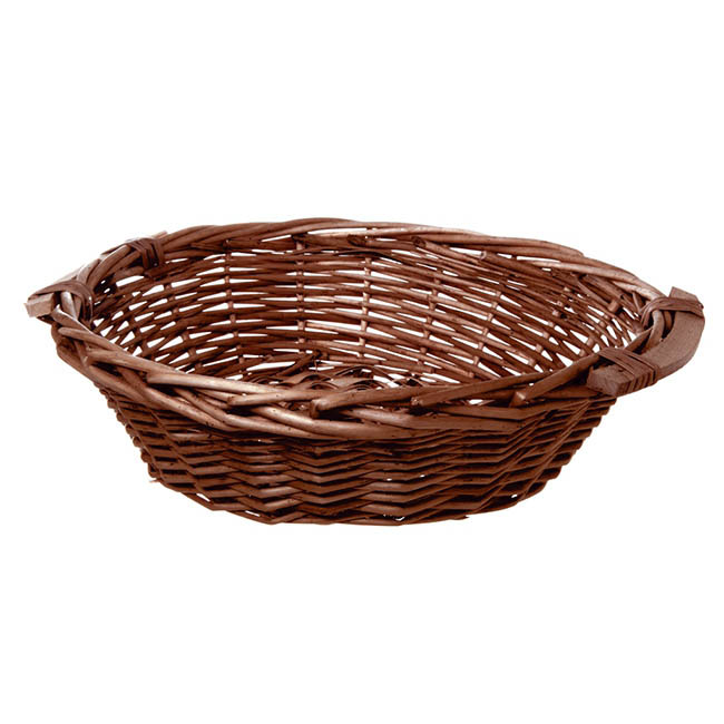 Willow Bread Basket Tray Round Dark Brown (42cmDx14cmH)