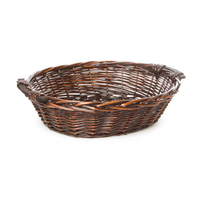 Willow Bread Basket Tray Oval Dark Brown (50x42x14cmH)