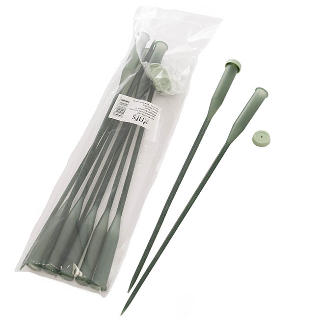 Orchid Vials Large With Stem & Cap Pack 10 Green (30cm)