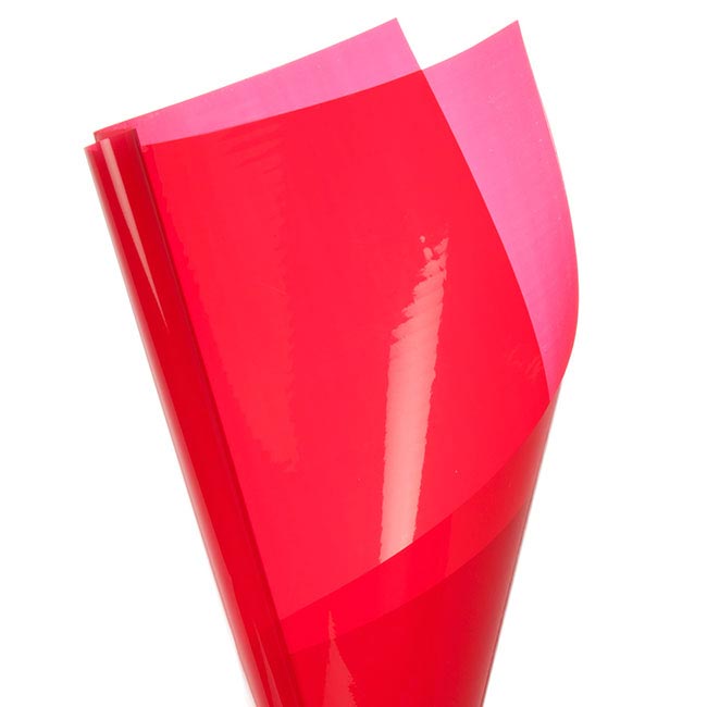 Coloured Cellophane 40 micron Red (50x70cm) Pack 150