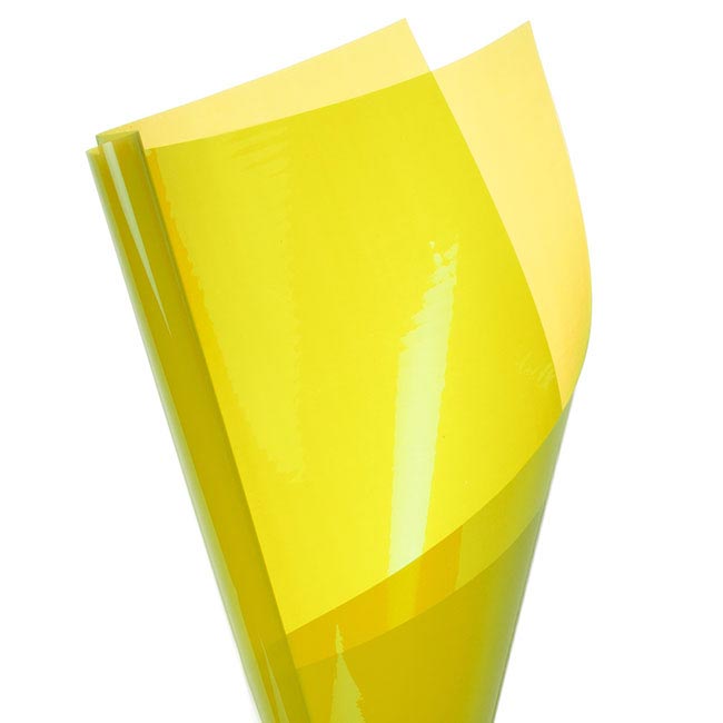 Coloured Cellophane 40 micron Yellow (50x70cm) Pack 150