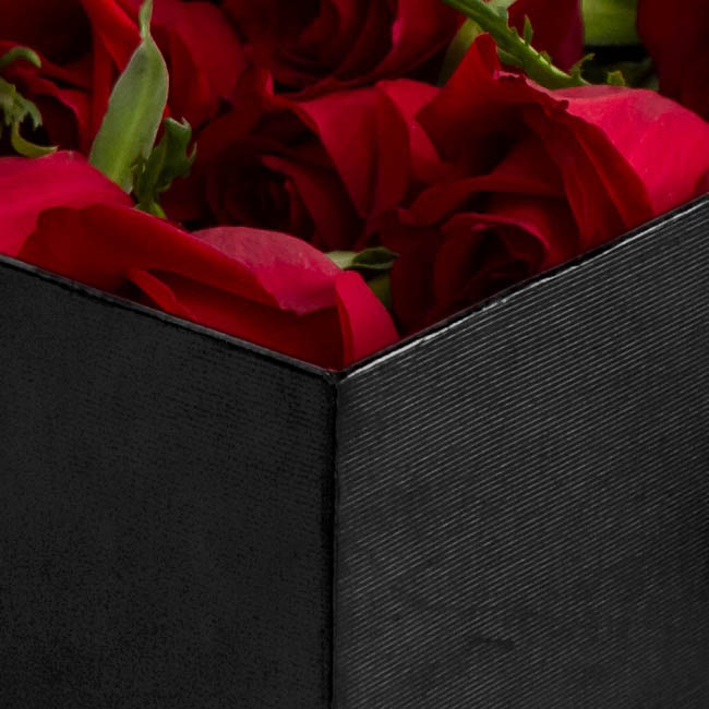 Premium Ribbed Rose Box Single Black (74x8x8cmH)