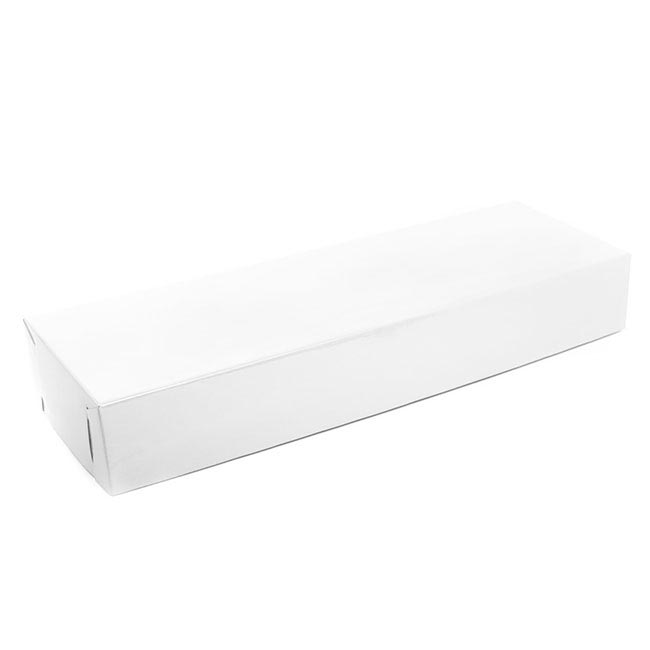 Rose Box Flat Pack White Dozen (74x25x11cmH)