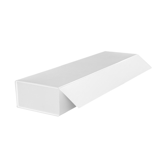 Rose Box Magnetic Lid Flat Pack Dozen White (75x21x11cmH)