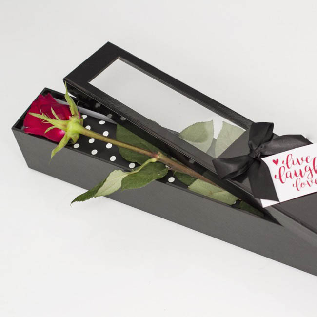 Window Rectangle Rose Box Single Black (74x8x8cmH)