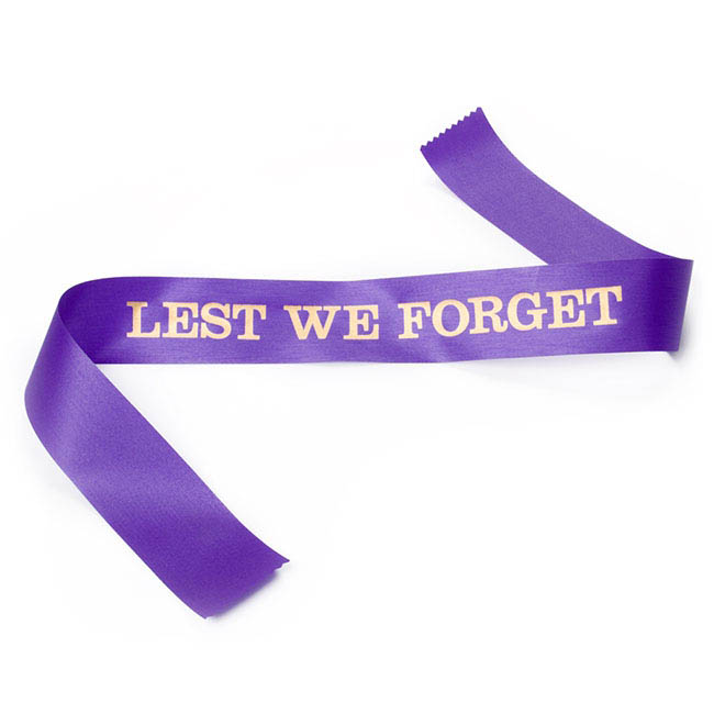 Ribbon Lest We Forget Sash Violet (50mmx1m)