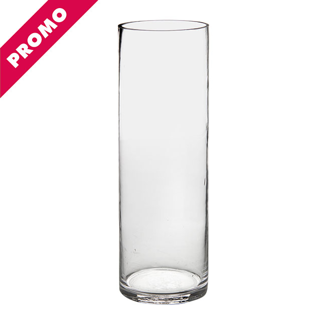 Glass Promo Cylinder Vase Clear (10Dx30cmH)