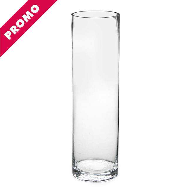 Glass Promo Cylinder Vase Clear (10Dx35cmH)