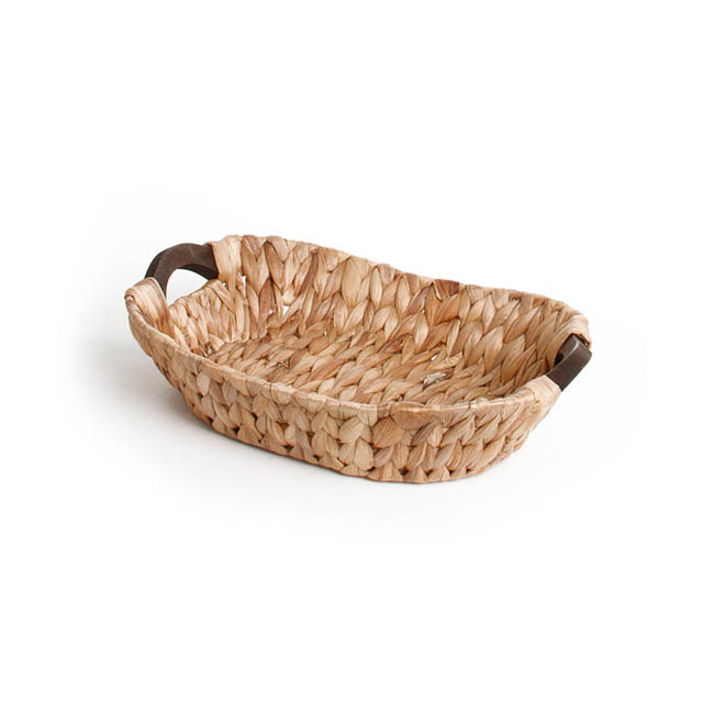 Hyacinth Tray with Handles Oval Natural (35x26x9cmH)