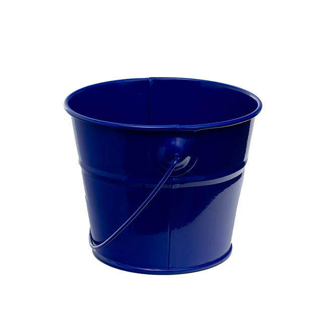 Tin Bucket with Handle Dark Blue (12.5Dx10.5cmH)