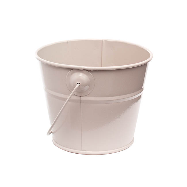 Tin Bucket with Handle Latte (12.5Dx10.5cmH)