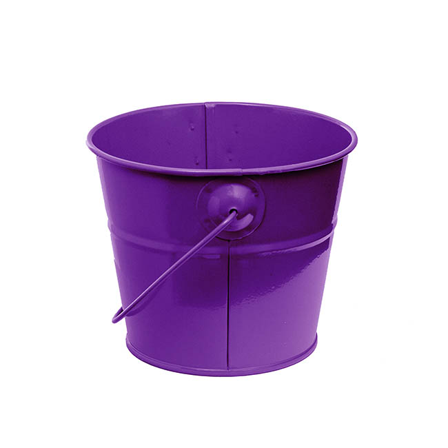 Tin Bucket with Handle Violet (12.5Dx10.5cmH)