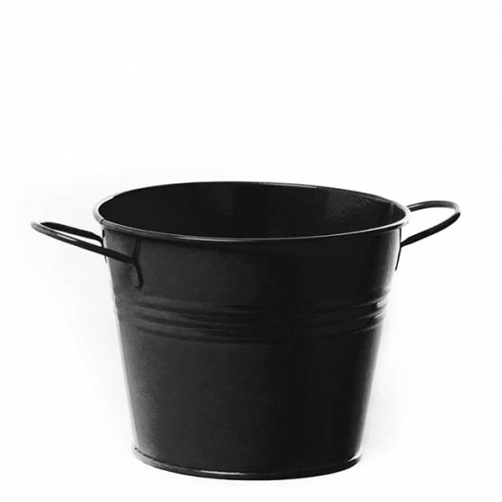 Tin Bucket side Handles Black (15.5Dx12cmH)
