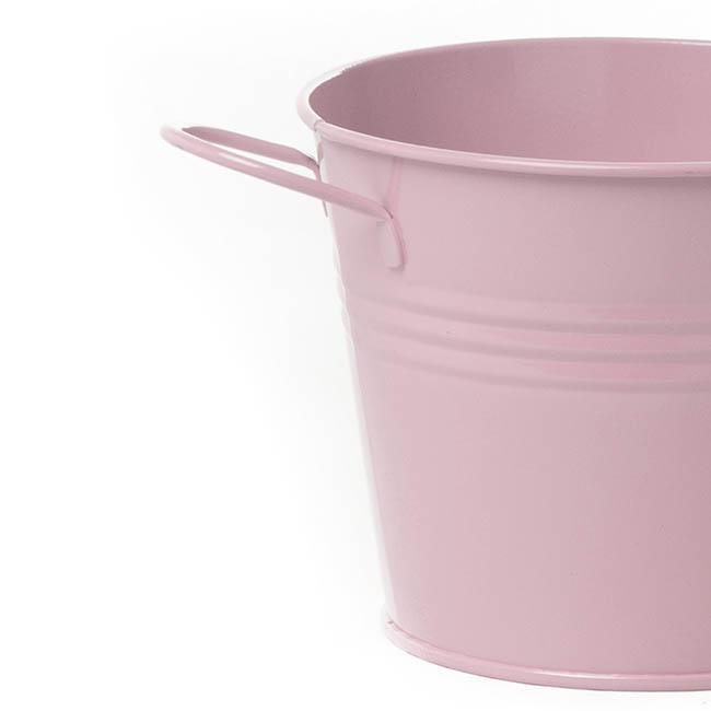 Tin Bucket side Handles Baby Pink (15.5Dx12cmH)