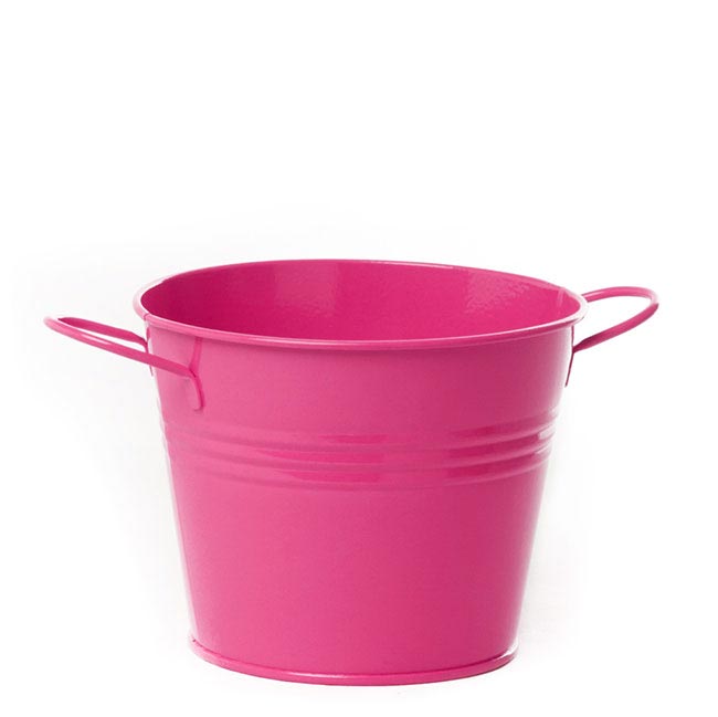 Tin Pot Medium side Handles Hot Pink (15.5Dx12cmH)