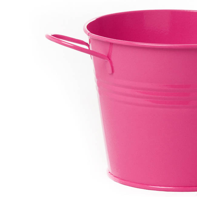 Tin Pot Medium side Handles Hot Pink (15.5Dx12cmH)