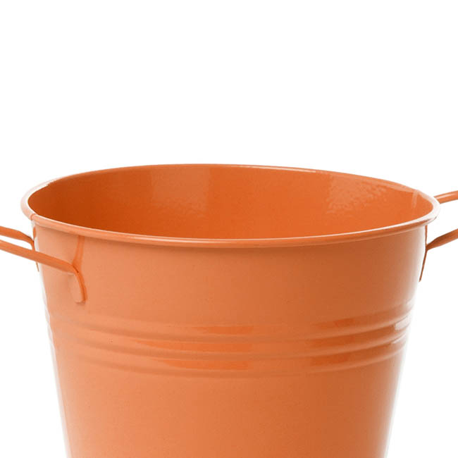 Tin Pot Medium side Handles Orange (15.5Dx12cmH)