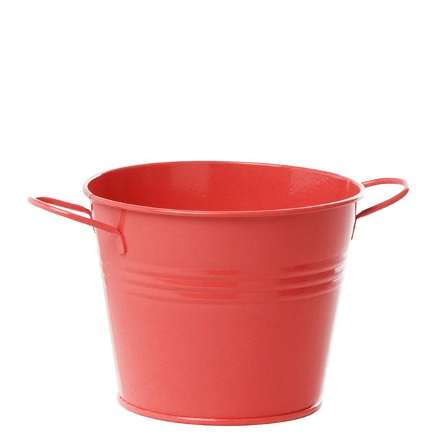 Tin Pot Medium side Handles Red (15.5Dx12cmH)