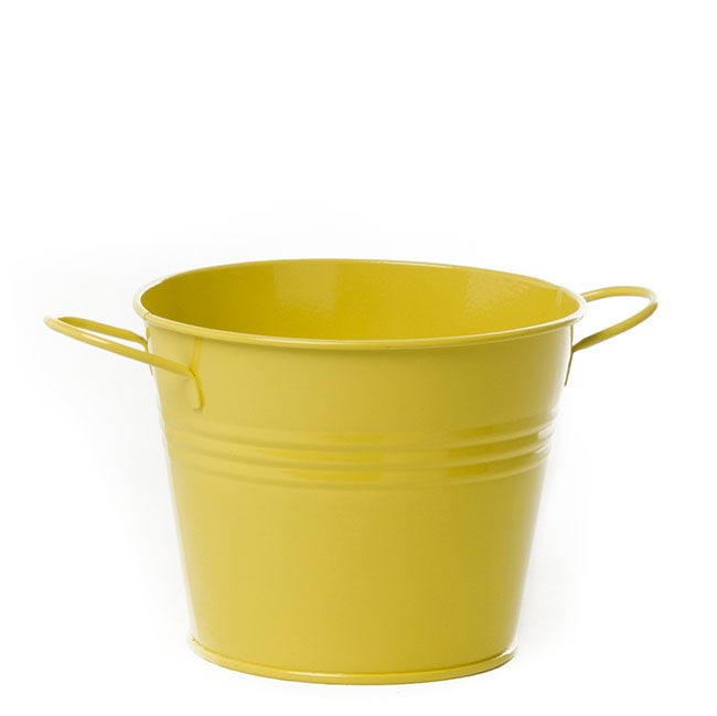 Tin Pot Medium with side Handles Yellow (15.5Dx12cmH)