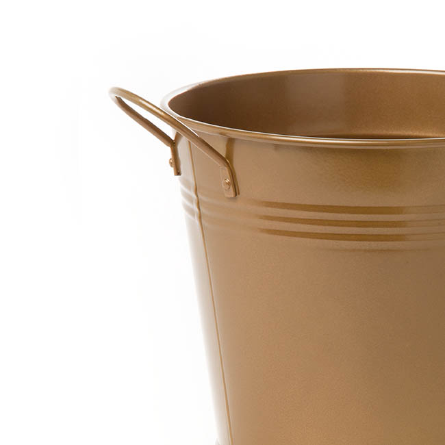 Tin Pot Large side Handles Brass Gold (18Dx15cmH)
