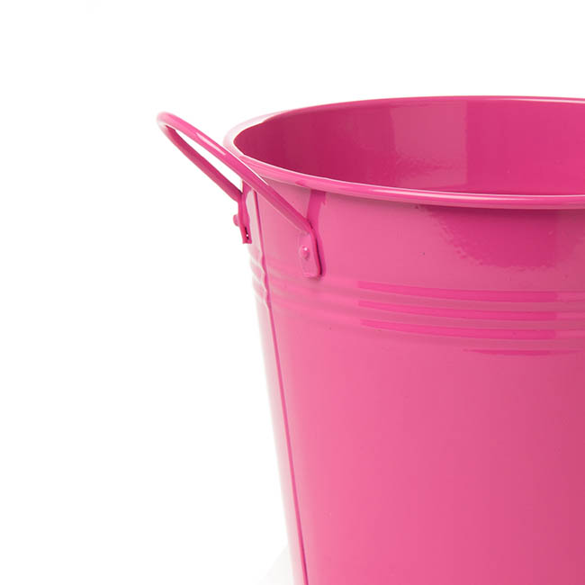 Tin Pot Large side Handles Hot Pink (18Dx15cmH)