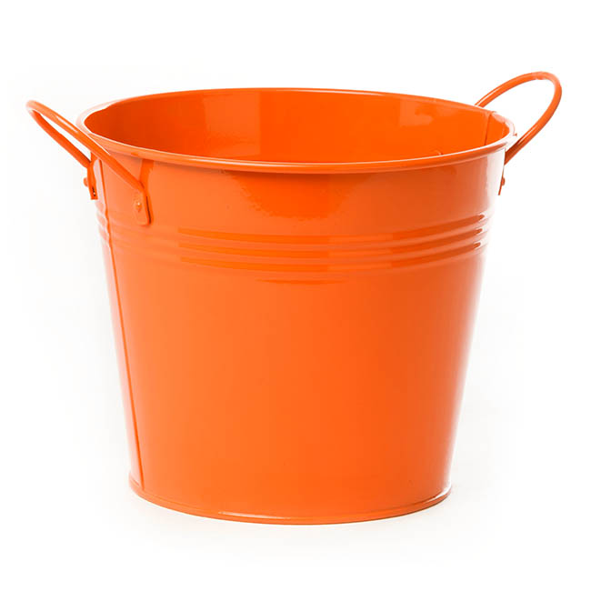 Tin Pot Large side Handles Orange (18Dx15cmH)