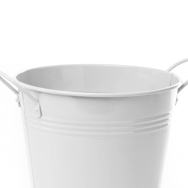 Tin Pot Large side Handles White (18Dx15cmH)