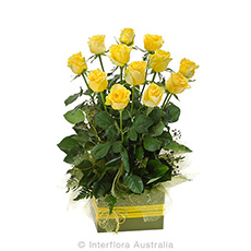 Interflora Now & Forever Box Arrangement of 12 Yellow Roses