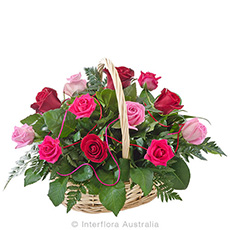 Interflora Caress Basket of Red & Pink Roses