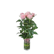 Interflora Adore Vase with 6 Long Stemmed Pink Roses