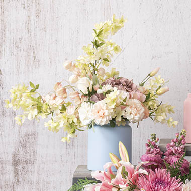 Classic Blooms In Soft Blue Vase