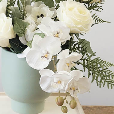 Catherine Rose And Orchid In Sage Buffalo Pot
