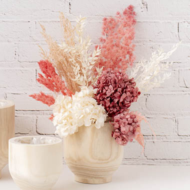 Preserved Pink Pretties In Buffalo Wooden Pot Planter